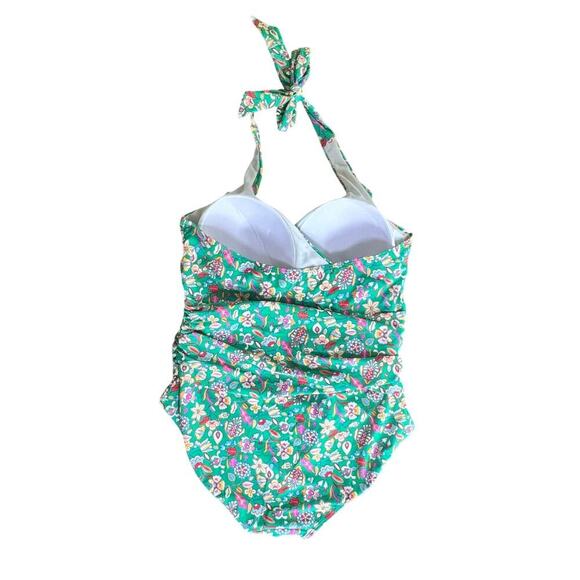 New BODEN Levanzo Halter Ruched One-Piece Swimsuit in Sapling Floral Sz US16-18 - Picture 5 of 10